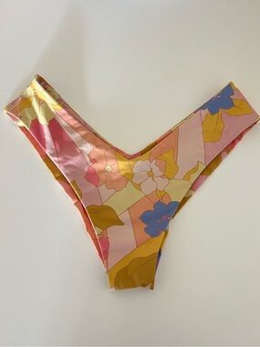 Billabong Floral High-Cut Bikini Bottom in Pink, Yellow, Blue